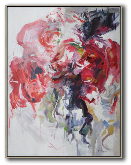 Hame Made Extra Large Vertical Abstract Flower Oil Painting #ABV0A18 - Click Image to Close